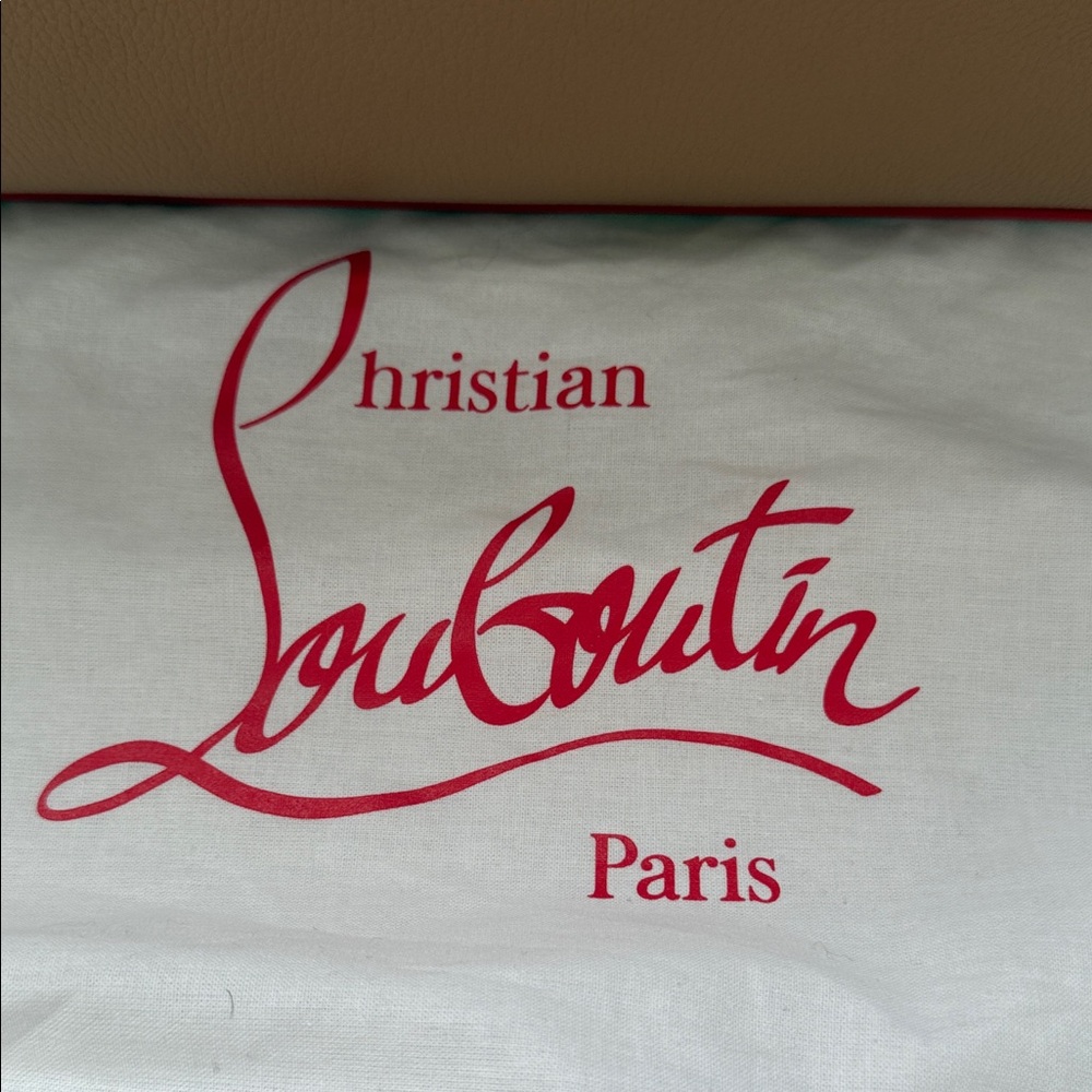 Christian Louboutin Tan and Red Studded Tote w/o wristlet - Picture 2 of 16